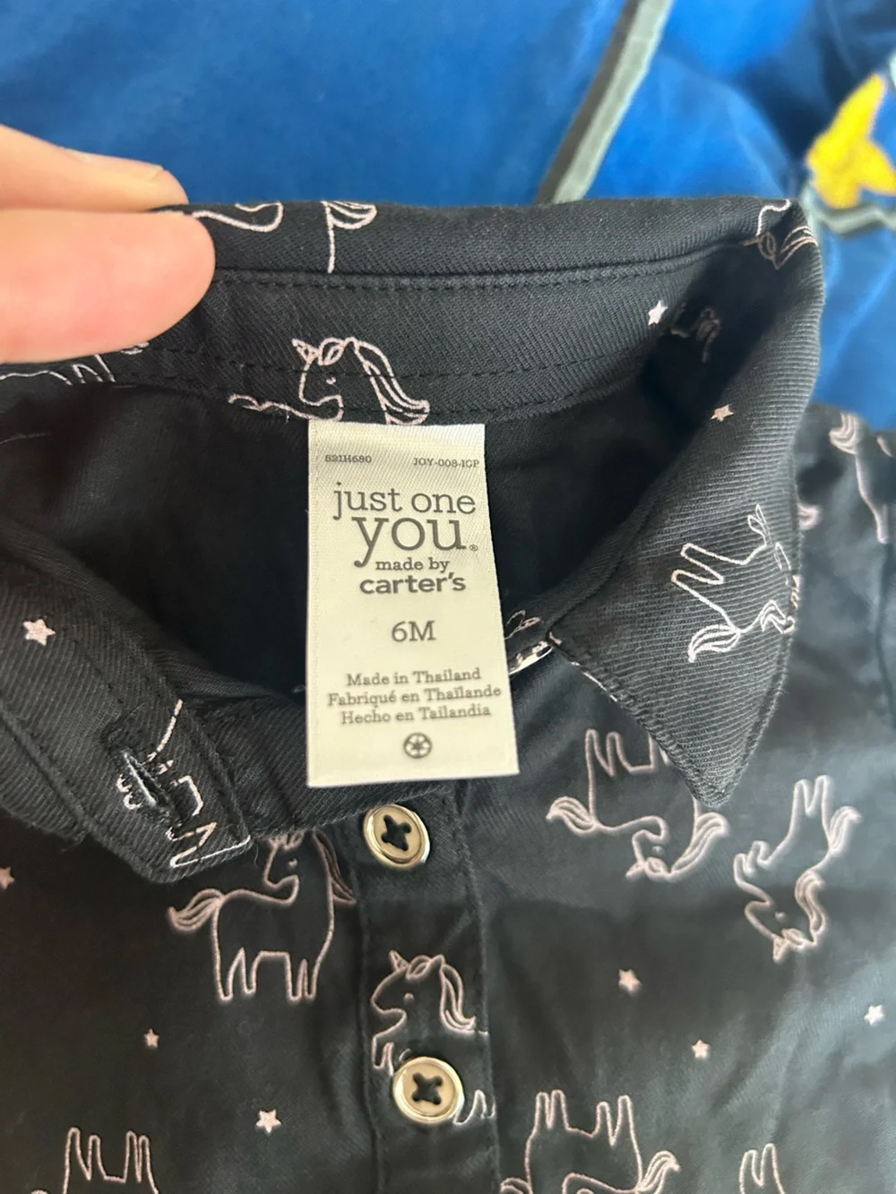 Carter's 6 Months Black Long-Sleeve Unicorn Button-Front Dress